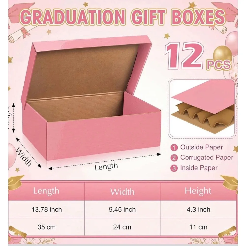 Eersida 12 Pack Pink GraduationGift Boxes 2026 Large Corrugated Keepsake Box